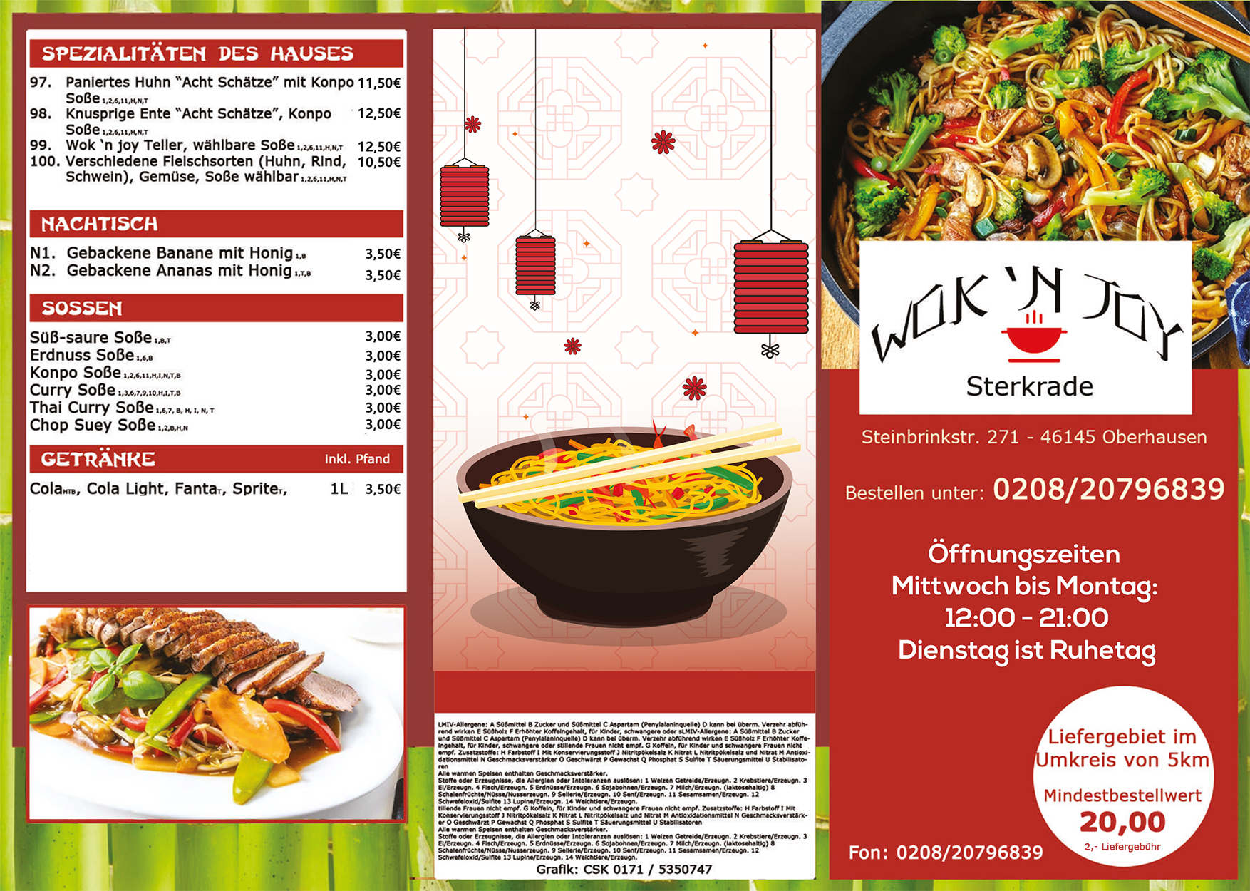 Speisekarte Wok 'n Joy, Seite 1